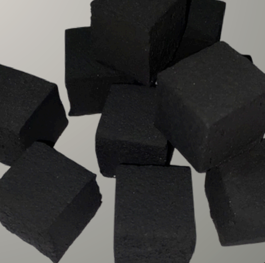 Cube coconut shell briquettes 2.5 cm