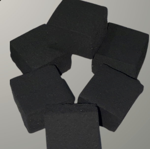 Flat and Kaloud coconut shell briquettes