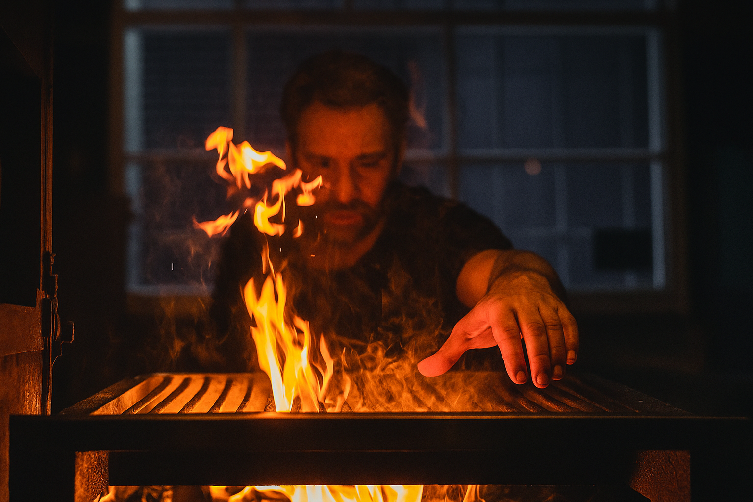 Coconut charcoal briquettes glowing