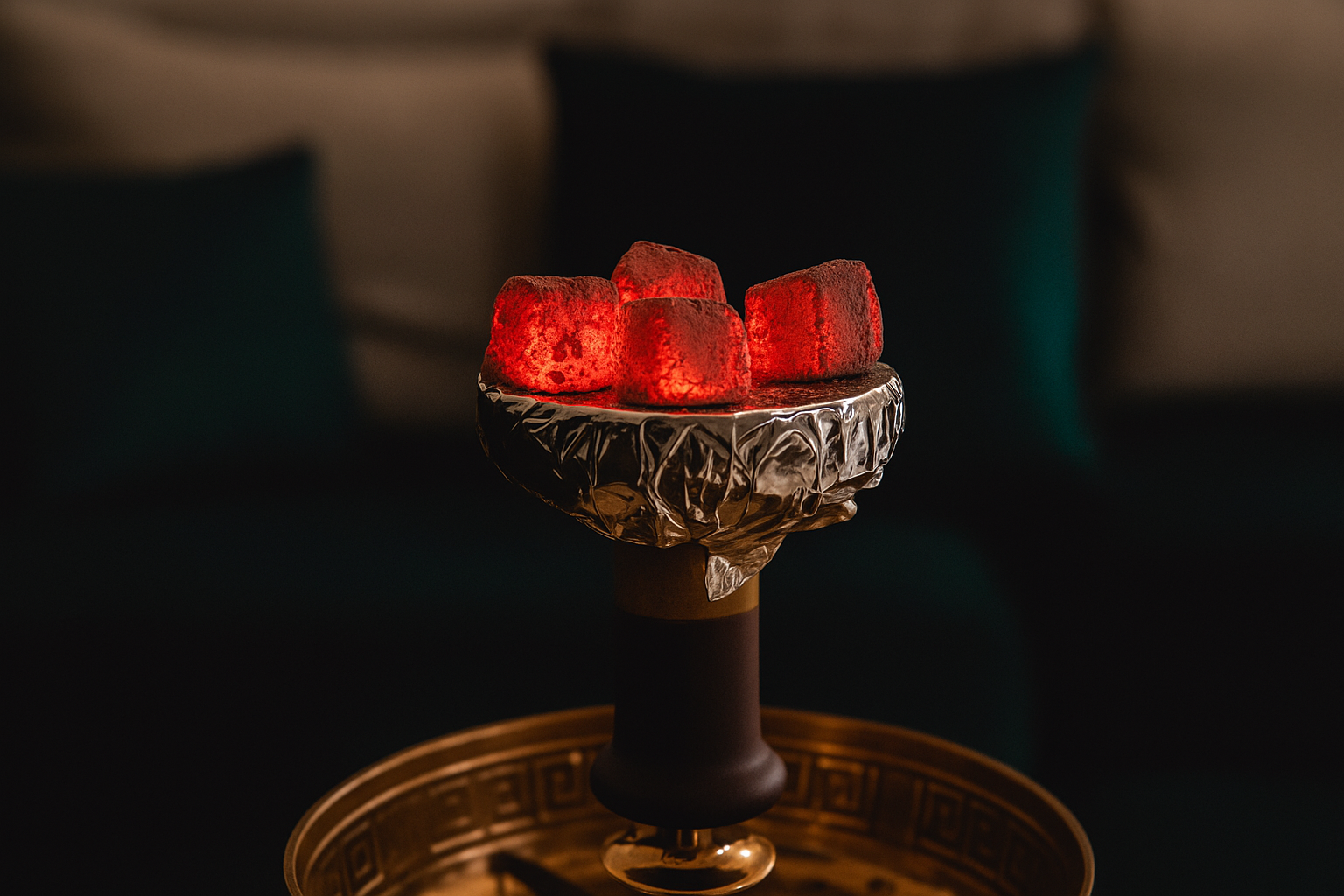 Dark starry background with subtle red smoke effects